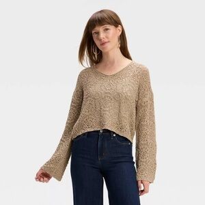NWT TARGET 🎯 Women's Open Stitch V-Neck Pullover Sweater - Universal Thread